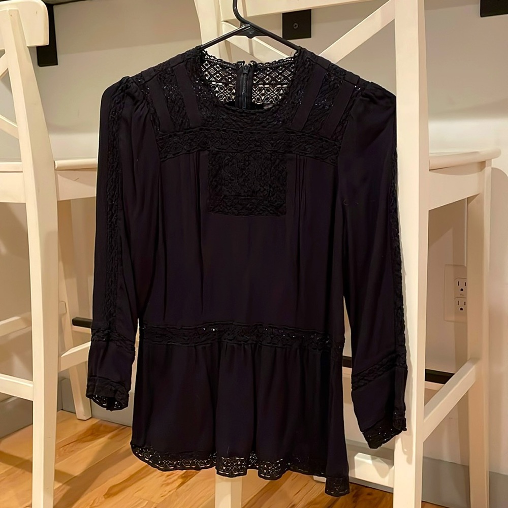 NWOT point sur j crew blouse black